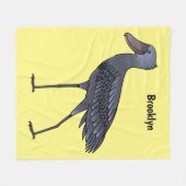 シュービル鳥の漫画イラストレーション フリースブランケット (正面(横))
