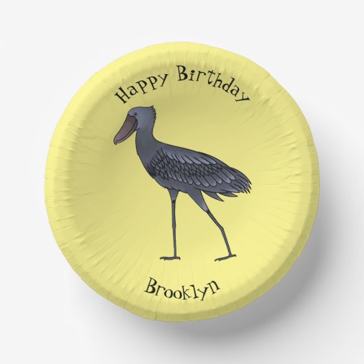 シュービル鳥の漫画イラストレーション ペーパーボウル (正面)