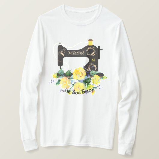 シューファンシーイエローフローラヴィンテージ裁縫機 Tシャツ (デザイン正面)