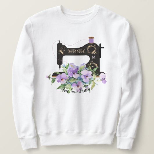 シューファンシーパープルフローラヴィンテージ裁縫機 スウェットシャツ (デザイン正面)