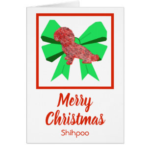 シューポーキュートクリスマスドッグ&グリーンボウカード