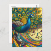 シュールおもしろいクジャクはテニスシュースケートボードを着用 ポストカード (正面/裏面)