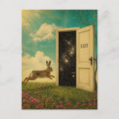 シュールなウサギが出口ポータルから脱出 ポストカード (正面)