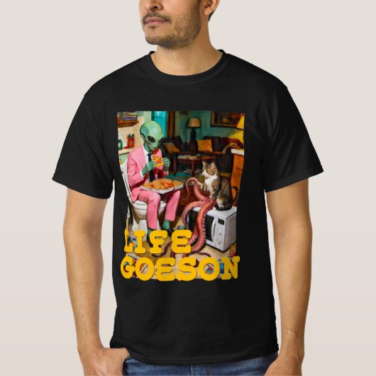 シュールなエイリアンピザモーメント Tシャツ (正面)