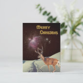 シュールなクリスマスのトナカイが宇宙に ポストカード (スタンド正面)