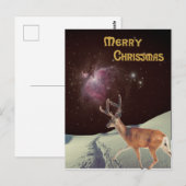 シュールなクリスマスのトナカイが宇宙に ポストカード (正面/裏面)