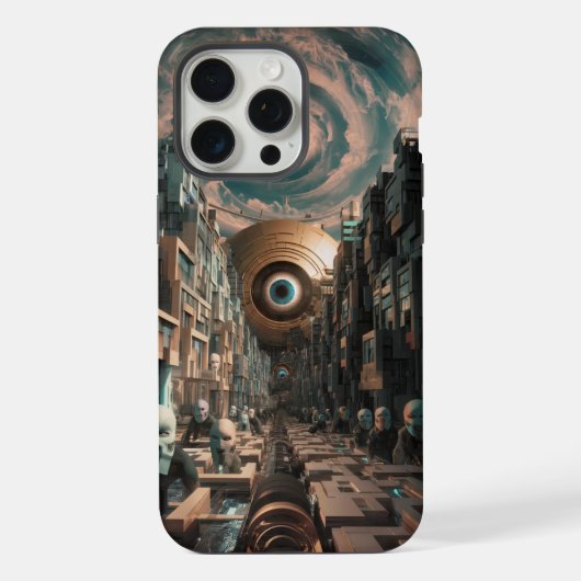 シュールなサイバーパンク都市 iPhoneケース (裏面)