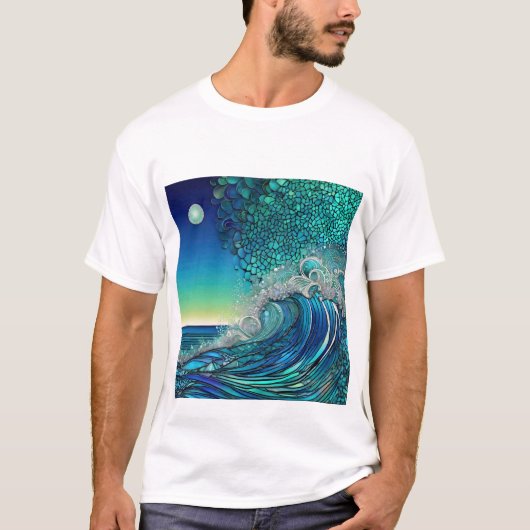 シュールなサーフの海景 Tシャツ (正面)
