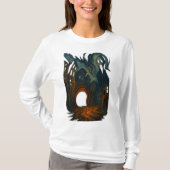 シュールなダークシティスケープアート 幽霊の人物画 Tシャツ (正面)