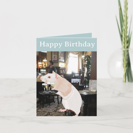 シュールなネズミのウェイター 編集可能 カード (正面)