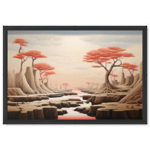 シュールなパステル幻想風景 | 夢のような赤