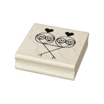 シュールなフラクタルラブバード木彫りスタンプ