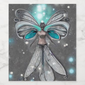 シュールなペイントされたターコイズライトの妖精 ワインラベル (シングルラベル)