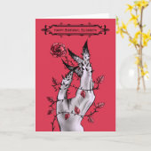 シュールなホラーの手とバラゴシック誕生日 カード (黄色い花)