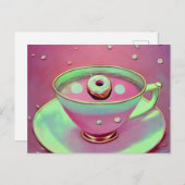 シュールなヴィンテージのティーカップ & 小さなドーナツ ポストカード (正面/裏面)