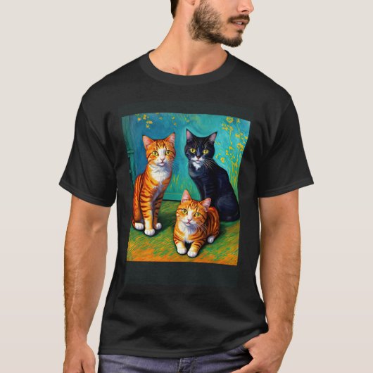 シュールな印象派の猫 印象主義 ネコ 2 Tシャツ (正面)