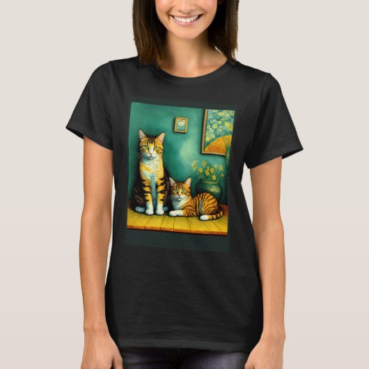 シュールな印象派の猫 印象主義 ネコ 5 Tシャツ (正面)