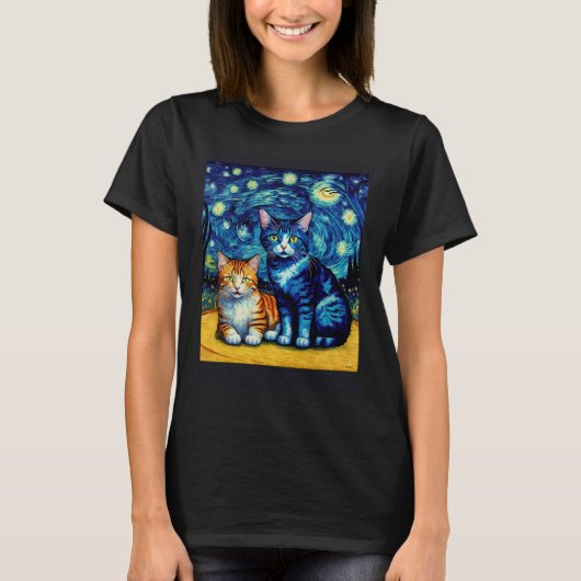 シュールな印象派の猫 印象主義 猫 1 Tシャツ (正面)
