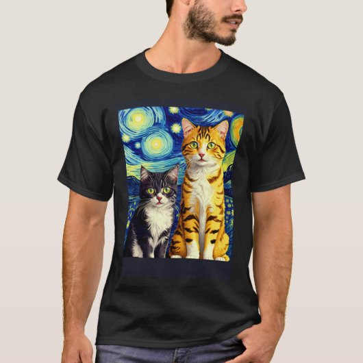 シュールな印象派の猫 印象主義 猫 3 Tシャツ (正面)