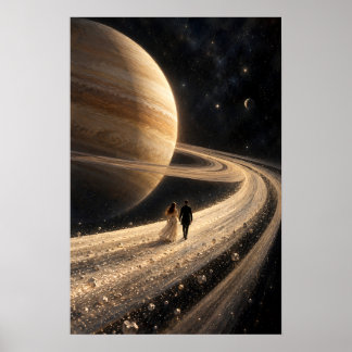 シュールな土星の輪のウォークアート ポスター
