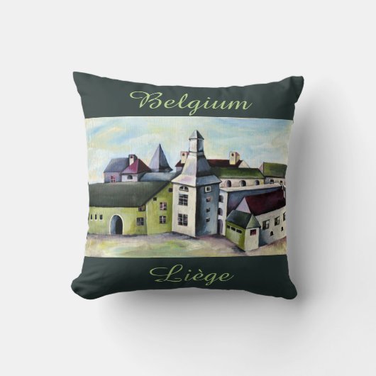 シュールな夢の風景の神秘的な城、リーゲ クッション (正面)