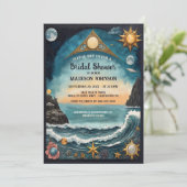シュールな天界の海景神秘的なブライダルシャワー 招待状 (スタンド正面)