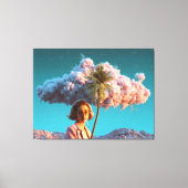 シュールな女性とヤシの木 キャンバスプリント (正面)