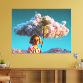 シュールな女性とヤシの木 キャンバスプリント (インサイチュ (リビング))