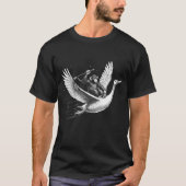 シュールな宇宙のモンキー・ウォリアー・ライディング・スペース・グース Tシャツ (正面)