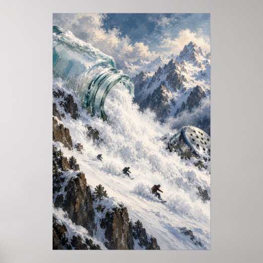 シュールな山と波の風景 ポスター (正面)