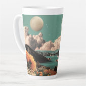 シュールな山の風景と惑星と雲 カフェラテマグ (左アングル)