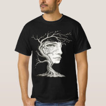 シュールな木の顔 メンズTシャツ