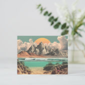 シュールな海と山の風景 ポストカード (スタンド正面)