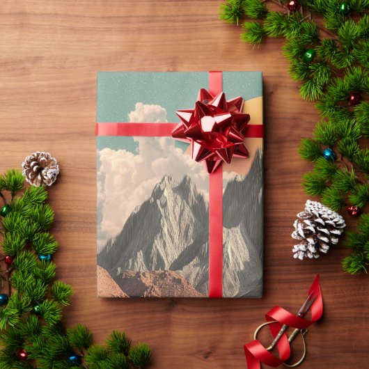 シュールな海と山の風景 ラッピングペーパー (クリスマスギフト)
