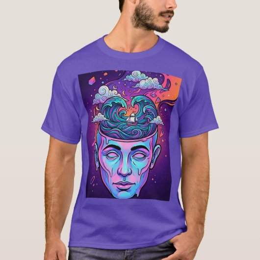 シュールな海洋思想の開放された頭部ポップアート Tシャツ (正面)