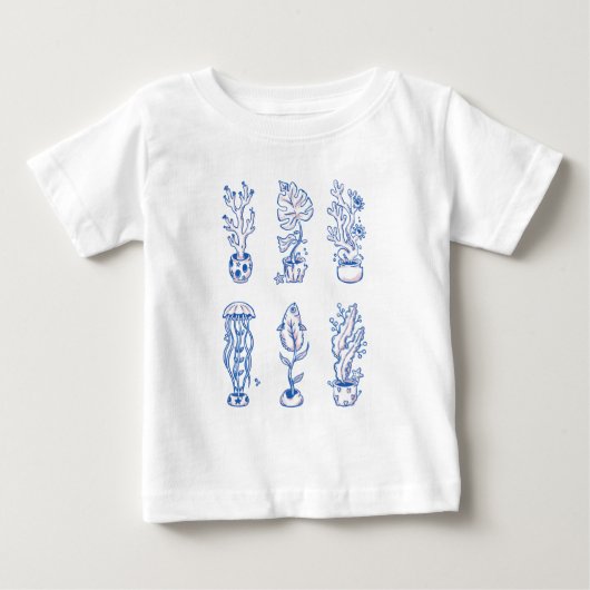 シュールな海洋植物 ベビーTシャツ (正面)