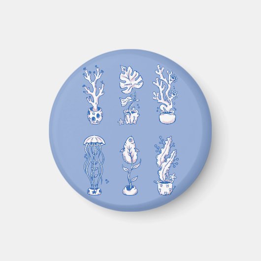 シュールな海洋植物 マグネット (正面)