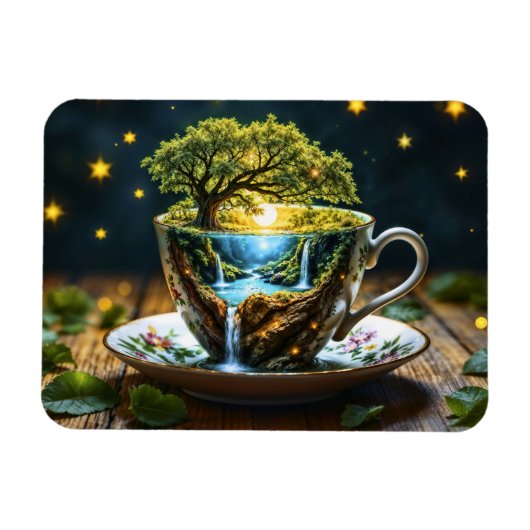 シュールな滝のキッチン装飾アート ティーセット マグネット (横)