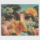 シュールな目と蝶の花 ラッピングペーパー (フラット)