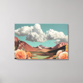 シュールな花と山の風景とドラマティックな雲 キャンバスプリント (正面)