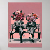 シュールな花の肖像画ウォールアート ビンテージコラージュ ポスター (正面)