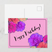 シュールな花のHappy Birthday ポストカード (正面/裏面)