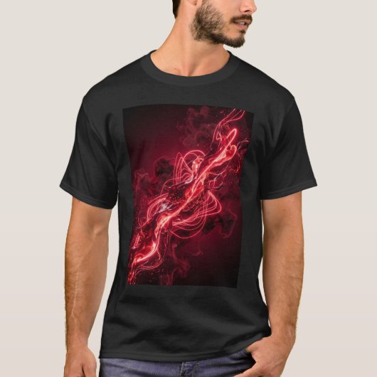 シュールな赤い液体の抽象的な流動アート Tシャツ (正面)