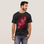 シュールな赤い液体の抽象的な流動アート Tシャツ (正面フル)