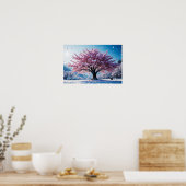 シュールな雪景色の桜の木 ポスター (キッチン)