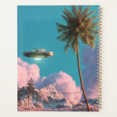 シュールなUFOとヤシの木の山の風景 プランナー手帳 (裏面)
