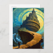 シュールアルキャッスルランドスケープファンタジーアート ポストカード (正面/裏面)