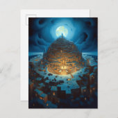 シュールアルランドスケープシティメイズファンタジーアート ポストカード (正面/裏面)