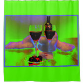 シュールキスのワインとチョコレート シャワーカーテン (正面)