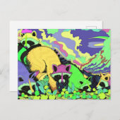 シュールサイケデリックラクーンアートハガキ ポストカード (正面/裏面)